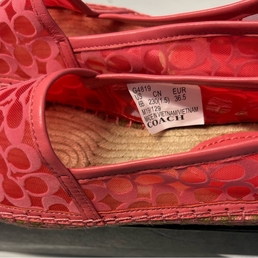 Coach Red Espadrille Slip-Ons with Lace Overlay - Picture 3 of 6